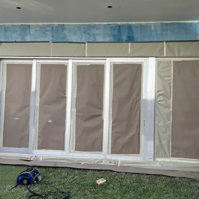 Windows masked before painting